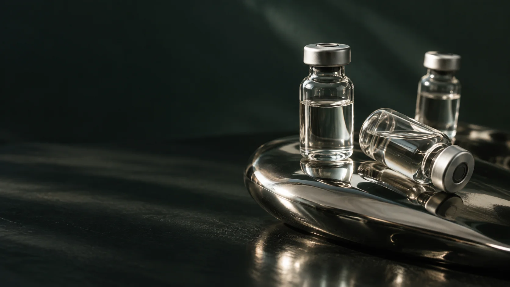 Sculptural unbranded glass vials, an editorial illustration for the research-use-only industry